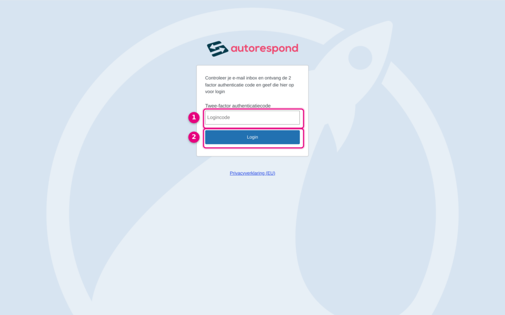 Het loginscherm dat na het wachtwoord om de twee-factor-authenticatiecode vraagt