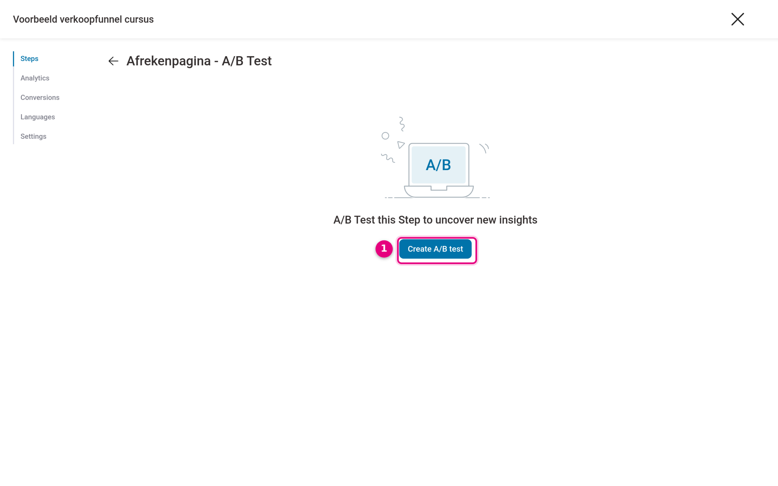 Een A/B-test aanmaken voor een funnelpagina
