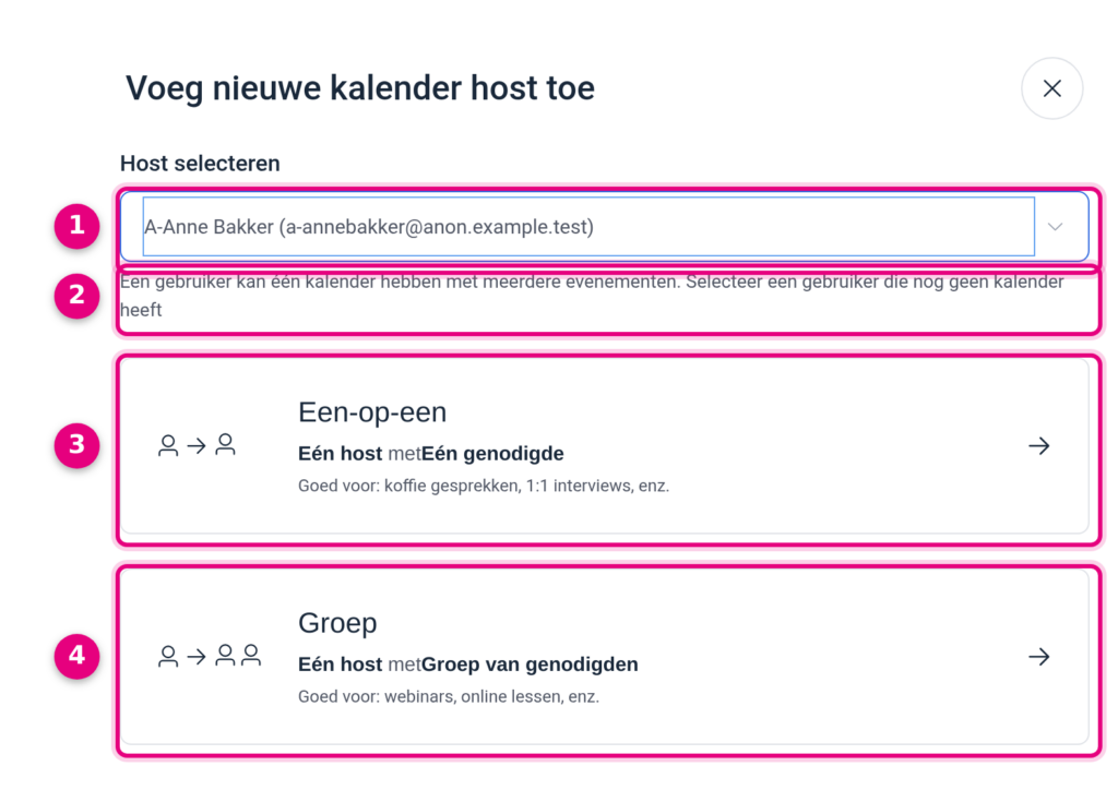Het venster Voeg nieuwe kalender host toe