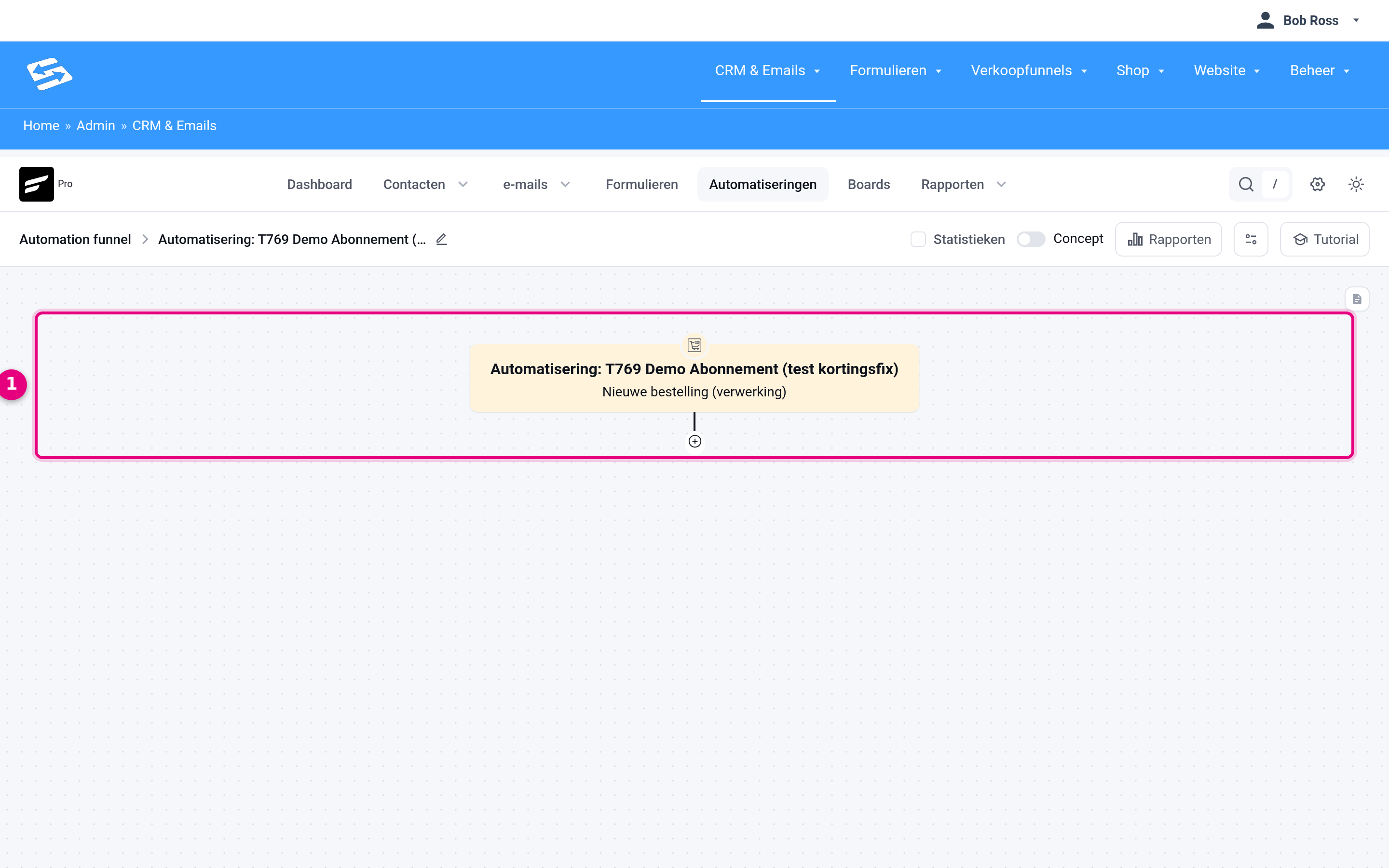 Nieuwe concept-automatisering met het product als startstap (trigger Nieuwe bestelling)