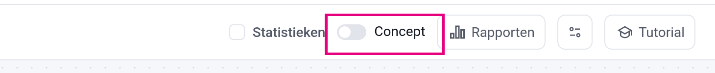 De schakelaar Concept/Gepubliceerd rechtsboven in de automatisering