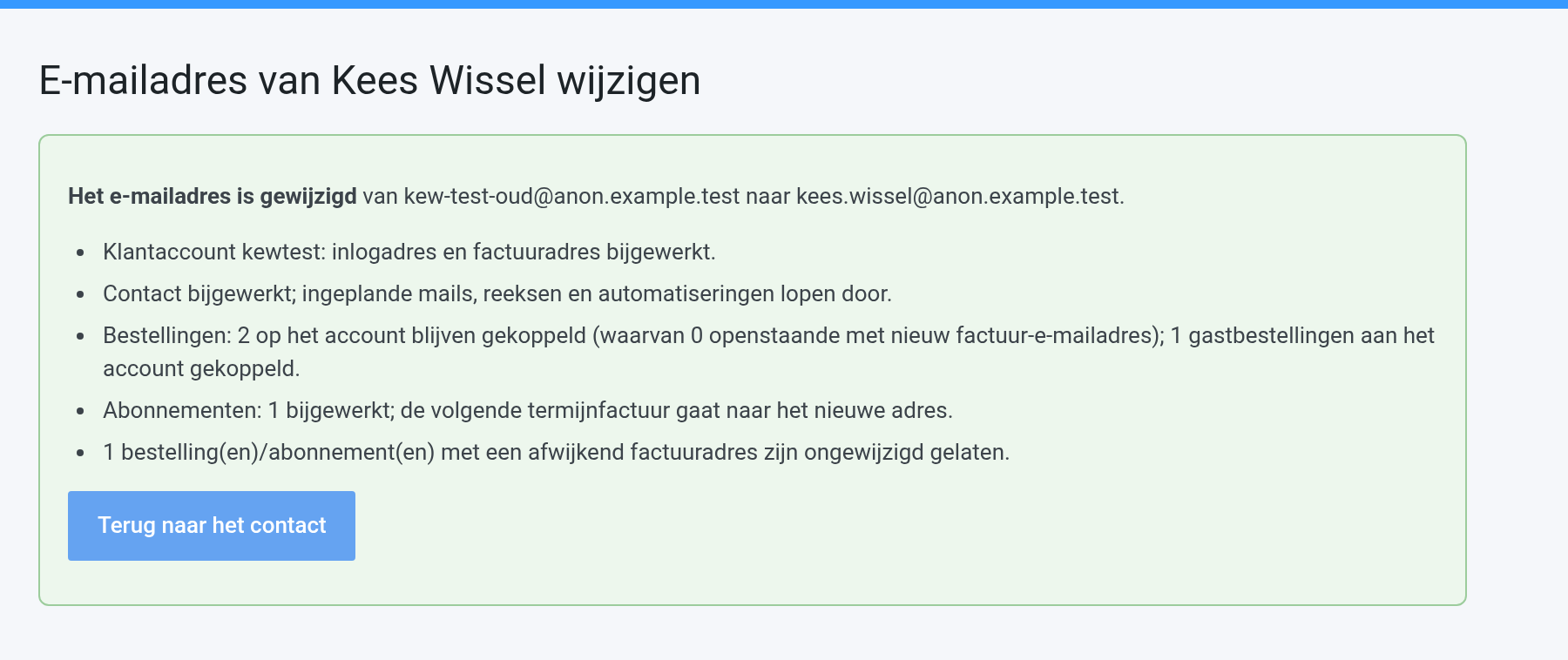 De samenvatting na het wijzigen: wat er is bijgewerkt