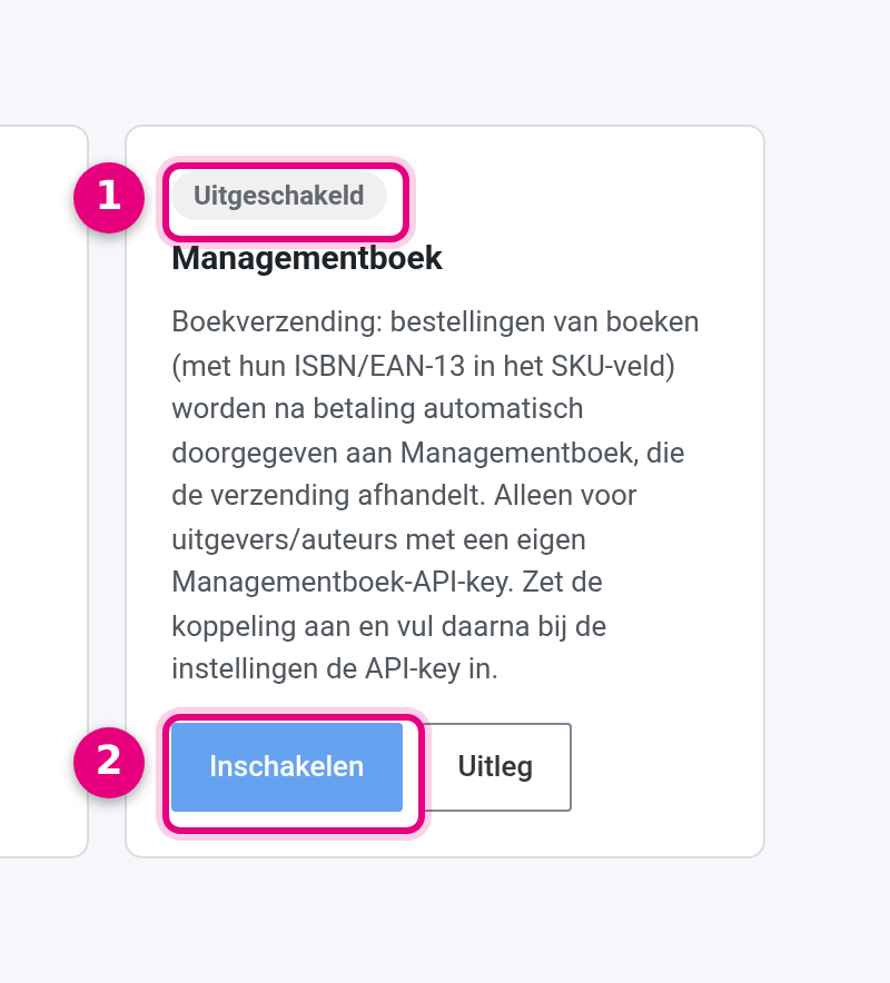 De Managementboek-tegel op de Koppelingen-pagina